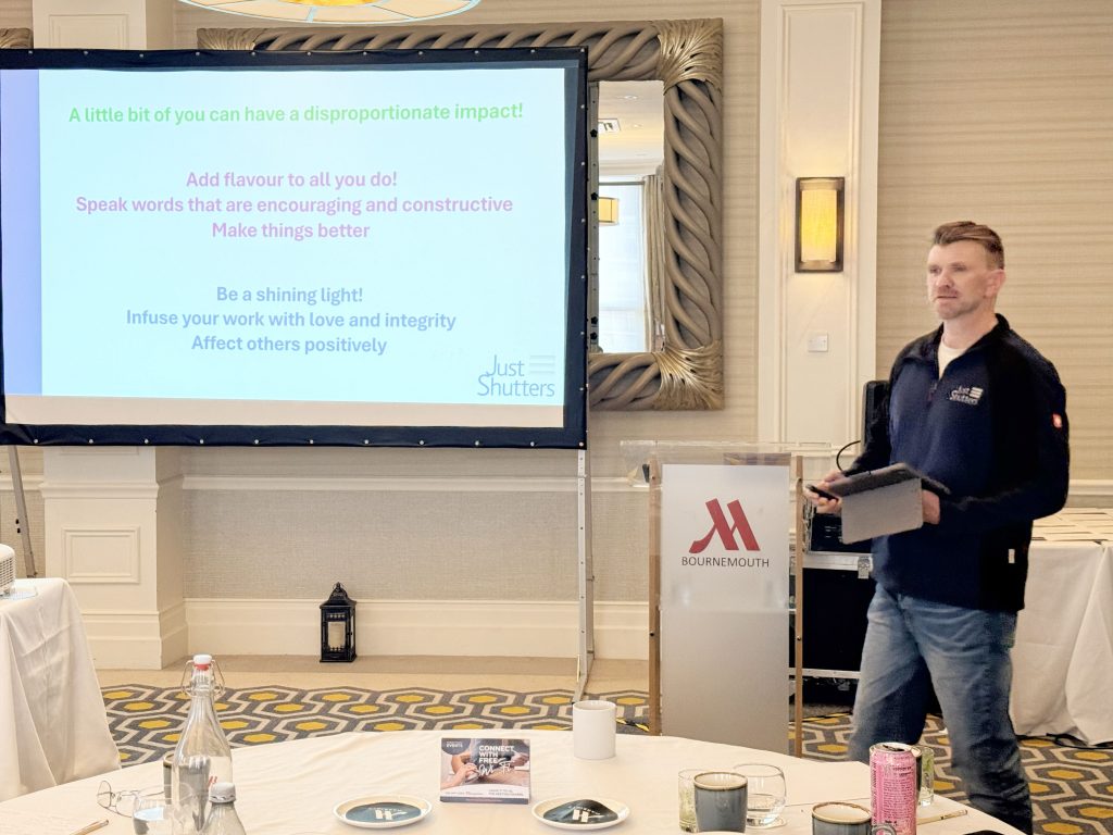 Andy Cox Peel presenting at the Just Shutters conference